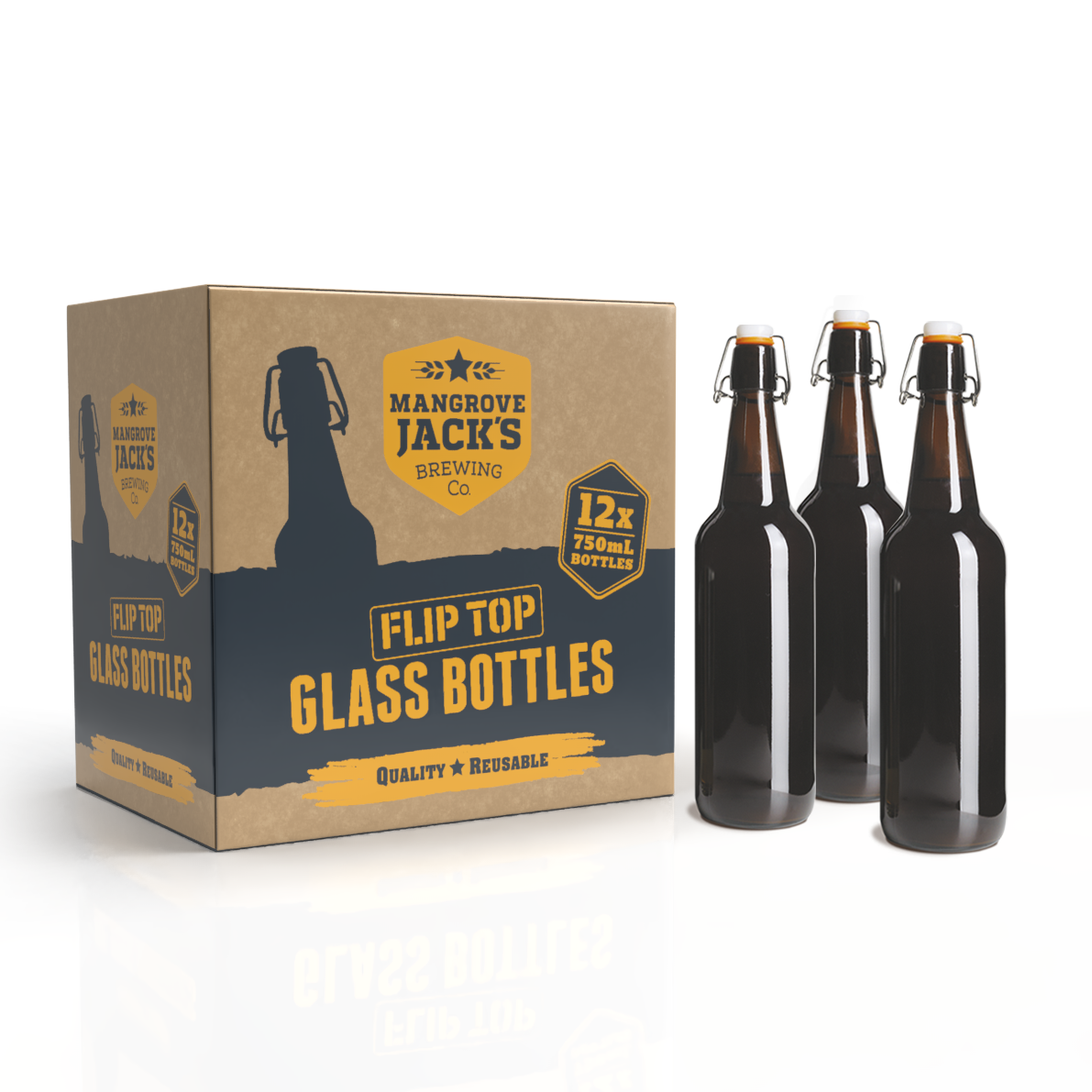 750ml Flip Top Bottles x 12 ~ Mangrove Jack's