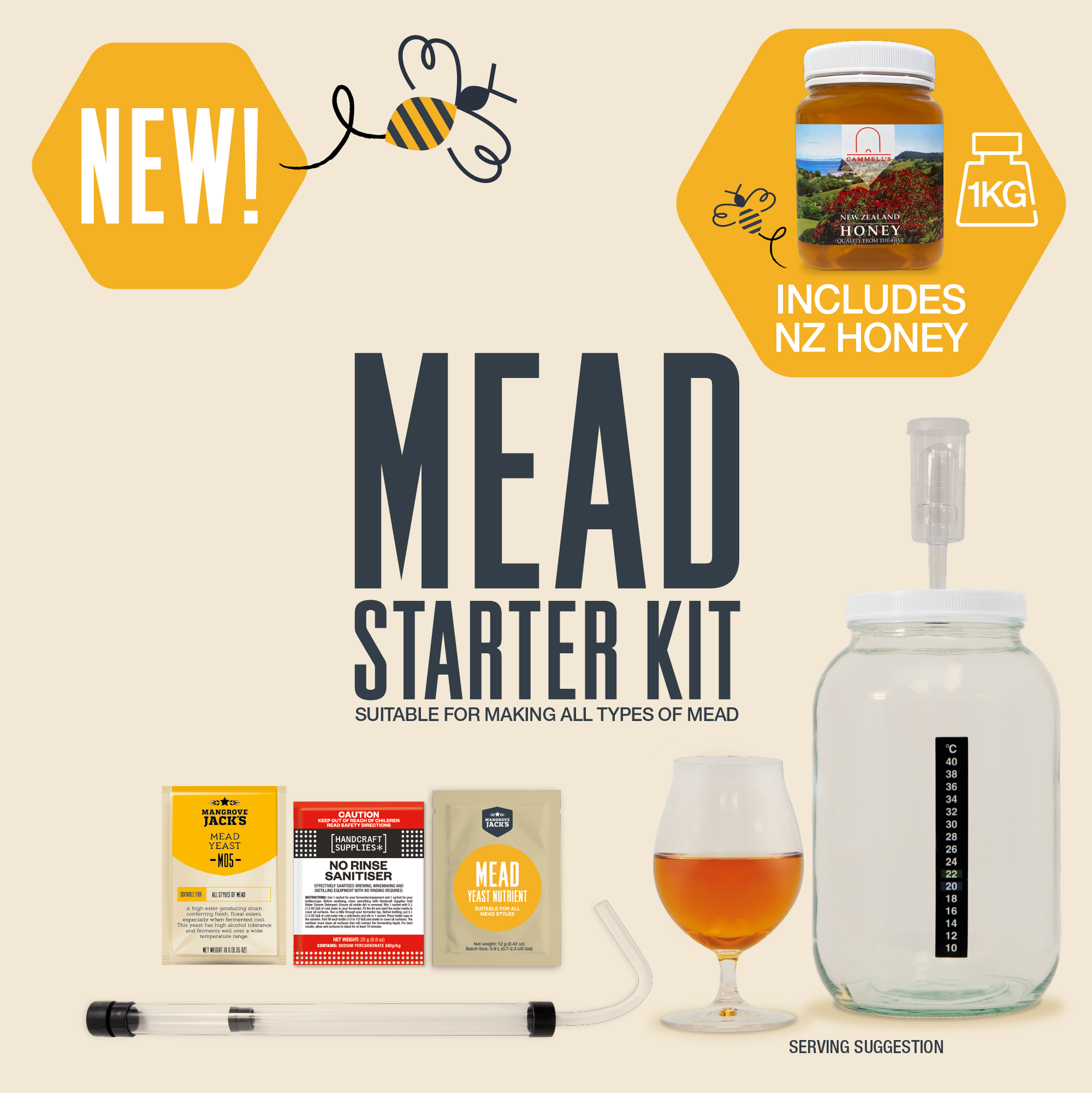 Mead Starter Kit + 1 kg Honey~Mangrove Jack's