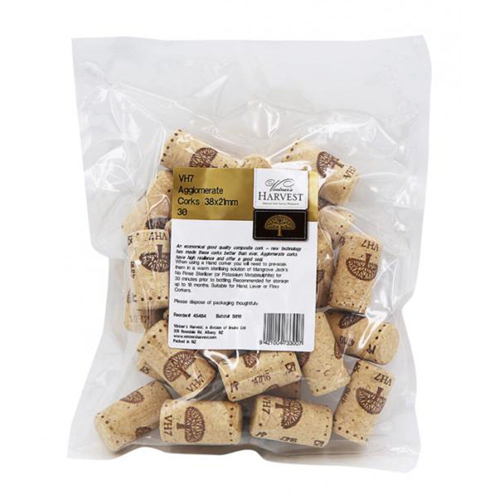 VH7 Agglomerate Corks x 30 ~ 38 x 21 mm ~ Vintner's Harvest