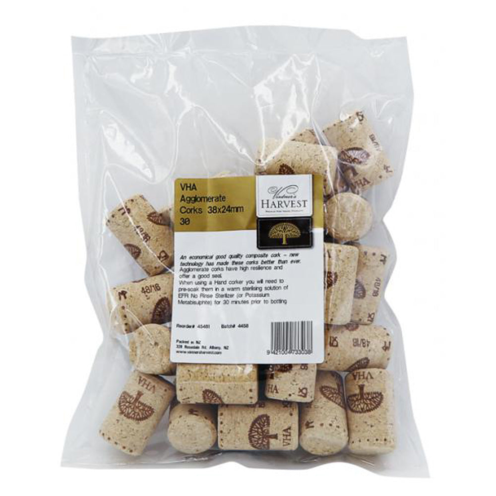 VHA Agglomerate Corks x 30 ~ 38 x 24 mm ~ Vintner's Harvest
